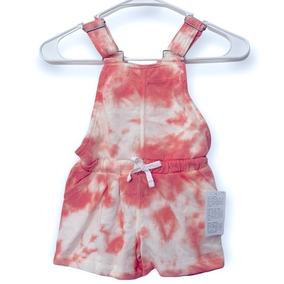 Lucky Brand Big Girls Tie Dye Knit Shortall | Blush Pink White | Size 6 - Picture 1 of 10